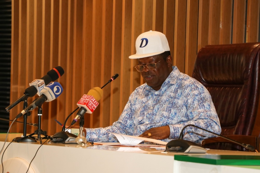 Honourable Minister of Works, H.E, Senator (Engr) David Nweze Umahi in a meeting with Contractors of Road Projects across the country at the Ministry's Conference Hall, Mabushi Abuja on Wednesday, 11th October, 2023