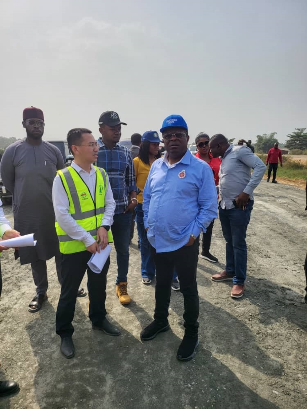 Works Minister, His Excellency Sen. Engr Nweze David Umahi arriving in Nigeria from Cotonou, Benin Republic where he chaired a Steering Committee on the construction of Lagos- Abidjan Highway Corridor Development Project on 15th December,2023,