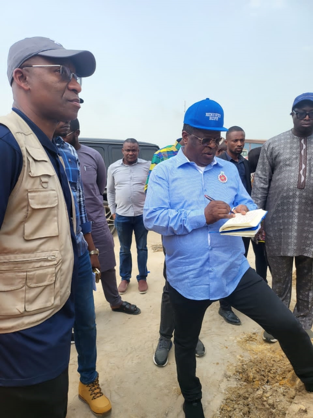 Works Minister, His Excellency Sen. Engr Nweze David Umahi arriving in Nigeria from Cotonou, Benin Republic where he chaired a Steering Committee on the construction of Lagos- Abidjan Highway Corridor Development Project on 15th December,2023,