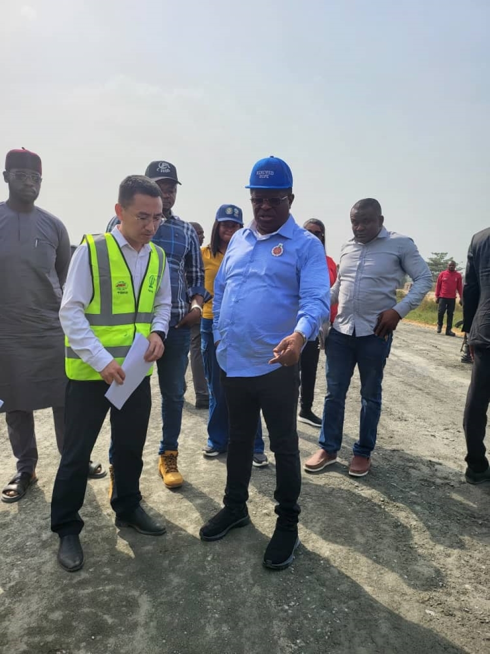 Works Minister, His Excellency Sen. Engr Nweze David Umahi arriving in Nigeria from Cotonou, Benin Republic where he chaired a Steering Committee on the construction of Lagos- Abidjan Highway Corridor Development Project on 15th December,2023,