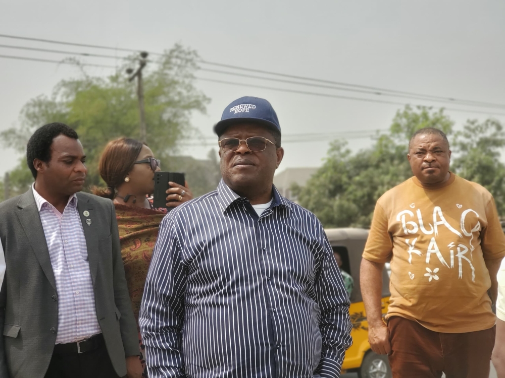 Minister of Works, Sen Umahi  inspects the 56.10 kilometers Enugu-Port Harcourt Dual Carriageway under reconstruction in Abia State and the 15 kilometers Eleme to Onne Junction in East West Road Section 3, comprising of 3 lanes each in Port Harcourt, Rivers State