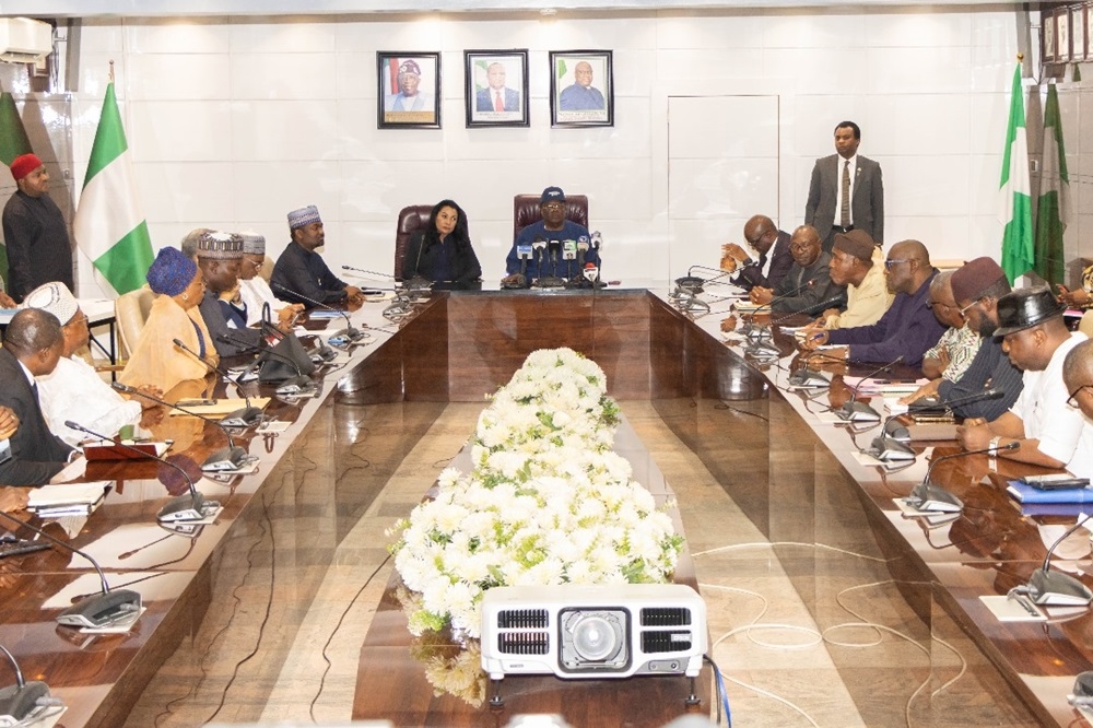 Meeting of Cement Manufacturers – Dangote Cement Plc, BUA Cement Plc, Larfarge Africa Plc & Cement Producers Association with the Honourable Minister of Industry, Trade & Investment, Dr. Doris Uzoka-Anite and the Honourable Minister of Works, Sen. Engr. Nweze David Umahi, CON held at the Office of the Honourable Minister of Works, Mabushi, Abuja on Monday, 19th February, 2024