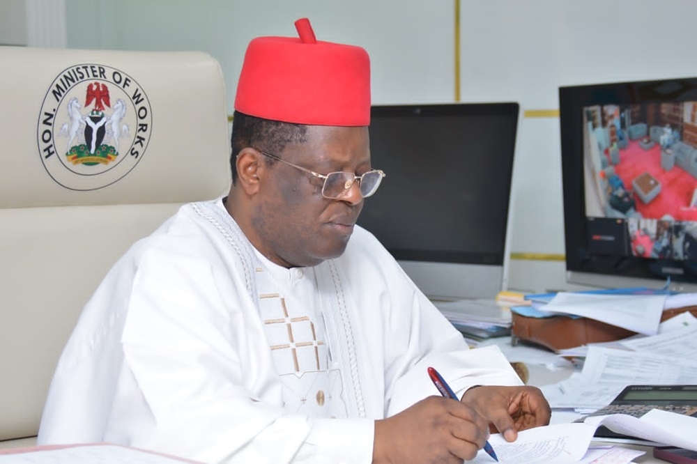 Honourable Minister of Works, His Excellency, Sen. Engr Nweze David Umahi CON during a concession review meeting with the Public Private Partnership unit of the Federal Ministry of Works led by its head, Ugwu- Chima Nnennaya (Mrs) and Messrs. BETA Transport Nigeria Ltd led by its Director, Nana Fatima Paturel, dated 13th February 2024.