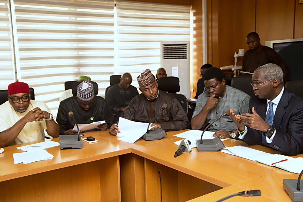 Hon Minister of Power, Works & Housing, Mr Babatunde Fashola, SAN (right), Chairman, House of RepresentativesÂ CommitteeÂ on Power, Hon.Â  Daniel Asuquo (2nd right), Vice Chairman, Hon. Mohammed Gololo (middle) and other membersÂ duringÂ theÂ oversight visitÂ to the Minister to discussÂ the progress of workÂ on Power Sector related projectsÂ at the Ministry of Power, Works & HousingÂ Â headquarters, Maitama, Abuja on Wednesday 2nd, November 2016