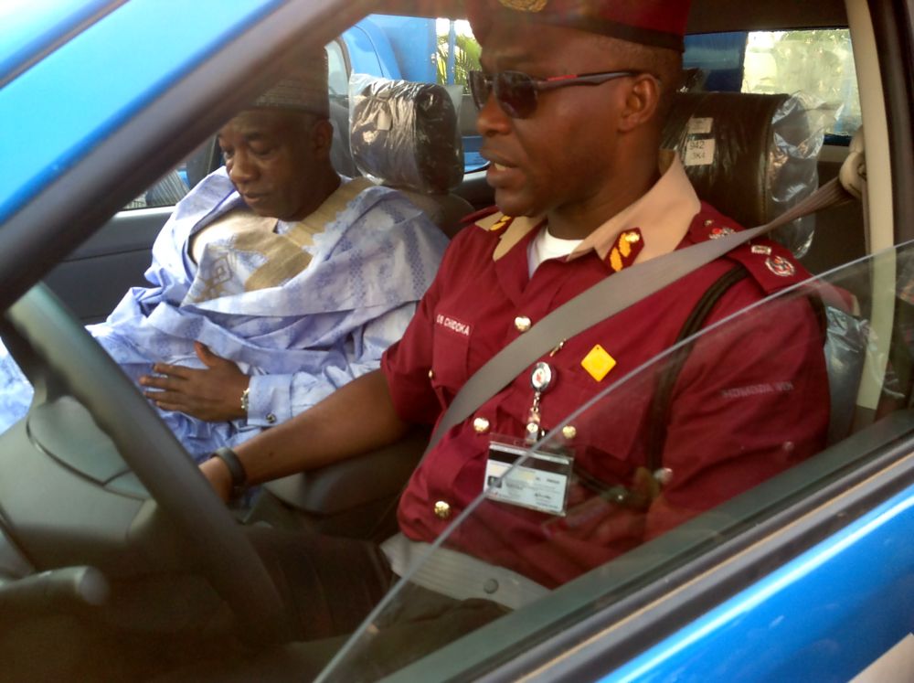 The Perm Sec Fed Min of Works and The Corps Marshal FRSC at the commissioning of World Bank assisted newly procured patrol Vehicle