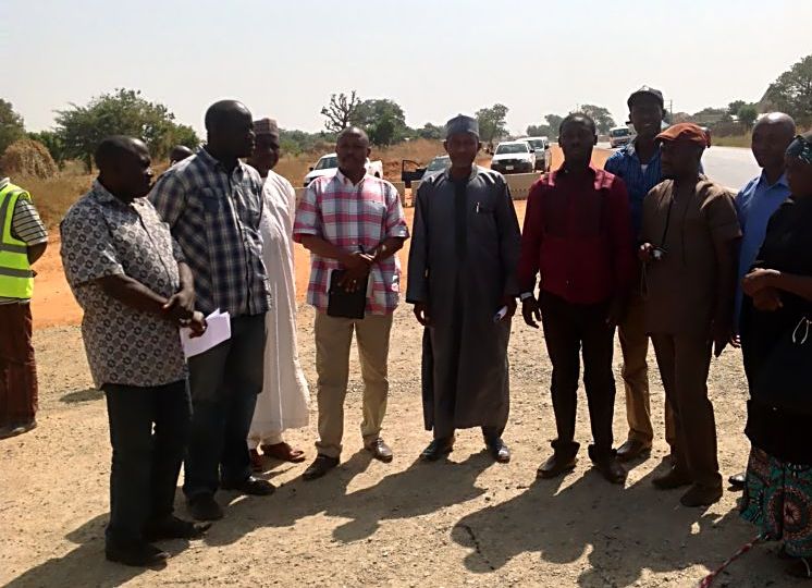 Monitoring and Evaluation team from PRS Works & Housing Sector led by  Director PRS. The project with total length of 74km started fully in July 2016. M&E team with Kano Controller of Works at a section of the project.